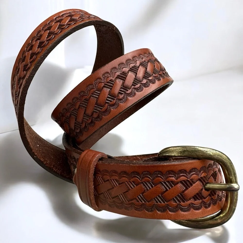Hand Tooled Western Belt 34”